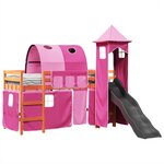 vidaXL Lit mezzanine enfants avec tour rose 80x200cm bois pin massif