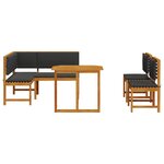 Ensemble de jardin 4 pièces en bois d'acacia avec coussins
