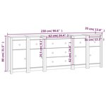 vidaXL Buffet Blanc 230x35x80 cm Bois massif de pin