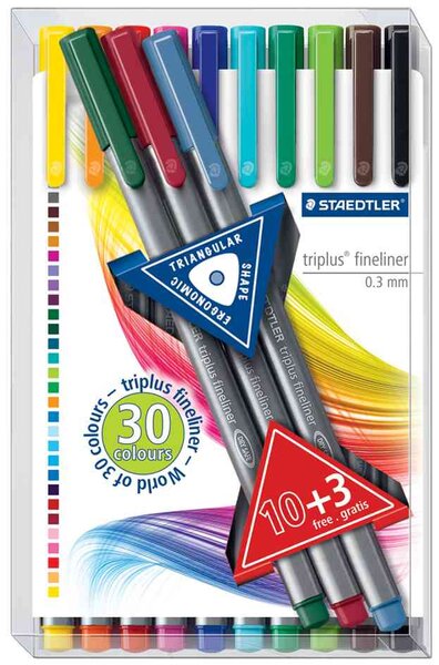 Fineliner triplus, 10 + 3 GRATUIT dans l'étui STAEDTLER