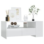 vidaXL Table basse blanc brillant 102x55x42 cm bois d'ingénierie