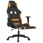 vidaXL Chaise de jeu avec repose-pied Noir et orange Tissu
