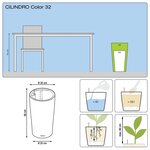 LECHUZA Jardinière Cilindro Color 32 ALL-IN-ONE Ardoise 13953