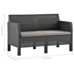 vidaXL Canapé à 2 places de jardin avec coussins Anthracite PP Rotin