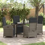Set de salle à manger de jardin 5 pièces avec coussins en poly rotin gris vidaXL