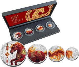 Monnaie HORSE Fractional Lunar Year Set 4 Argent Fiji 2026 (PRÉCOMMANDE)