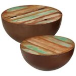 vidaXL Ensemble de 2 tables basses Bois de récupération massif