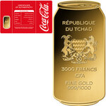 Pièce de monnaie en Or 3000 Francs g 0.031 (1/1000 oz) Millésime 2023 Gold Gift COCA COLA CAN 1/1000