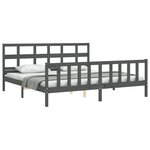 vidaXL Cadre de lit avec tête de lit gris 200x200 cm bois massif