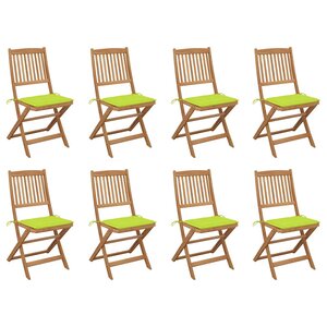 vidaXL Chaises pliables d'extérieur et coussins lot de 8 Bois d'acacia