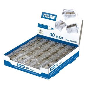 LOT de 40 Taille-crayon Milan Maxi 1 trou - Lame en acier carbone - Transparent