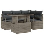 Ensemble de 5 Pièces de Canapés de Jardin avec Coussins Gris Poly Rotin