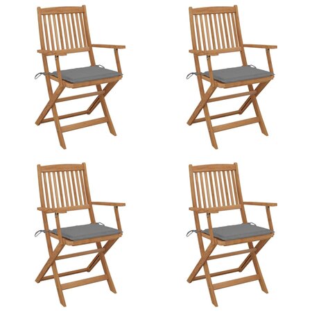 vidaXL Chaises pliables de jardin 4 Pièces avec coussins Bois d'acacia