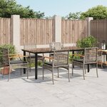 vidaXL Ensemble à manger de jardin et coussins 7 Pièces gris rotin
