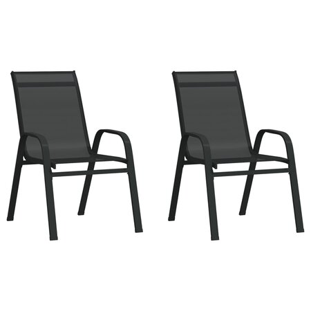 vidaXL Chaises empilables de jardin lot de 2 Noir Tissu textilène