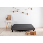 Sommier tapissier à lattes 160 x 200 - Bois massif gris anthracite + pieds