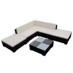 vidaXL Salon de jardin 6 Pièces avec coussins résine tressée noir
