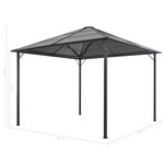 vidaXL Tonnelle avec toit Aluminium 3x3 m Noir