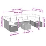 vidaXL Ensemble de Canapé de Jardin 8 Pièces avec Coussins Noir Poly Rattan Acacia