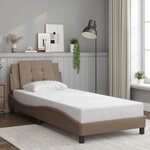 vidaXL Cadre de lit avec lumières LED cappuccino 90x190 cm similicuir