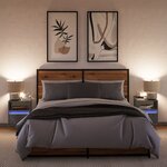 vidaXL Tables de chevet murales avec lumières LED 2 Pièces gris béton