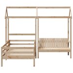 vidaXL Ensemble de lit et de banc avec toit 80x200 cm bois pin massif