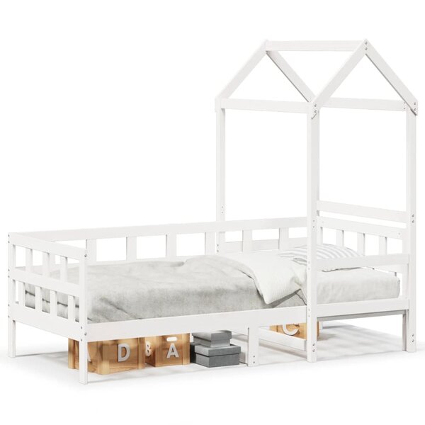 vidaXL Lit de jour avec toit sans matelas blanc 80x200 cm bois massif