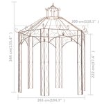 vidaXL Pavillon de jardin Marron antique 3 m Fer