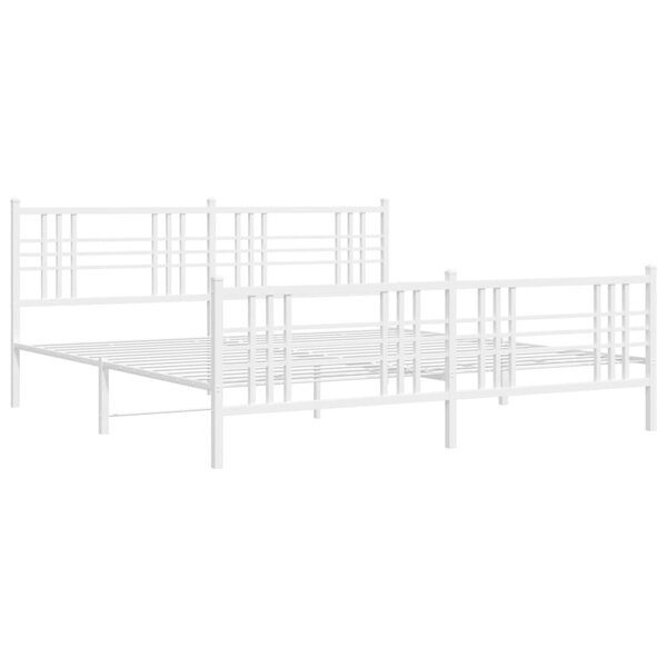 vidaXL Cadre de lit métal avec tête de lit/pied de lit blanc 180x200cm