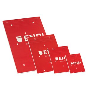 LOT de 5 Bloc-notes agrafé Enri A4 à couverture souple - Format A4 - Couverture souple - 80 feuilles - Couleur rouge