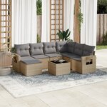 vidaXL Salon de jardin avec coussins 8 Pièces beige résine tressée
