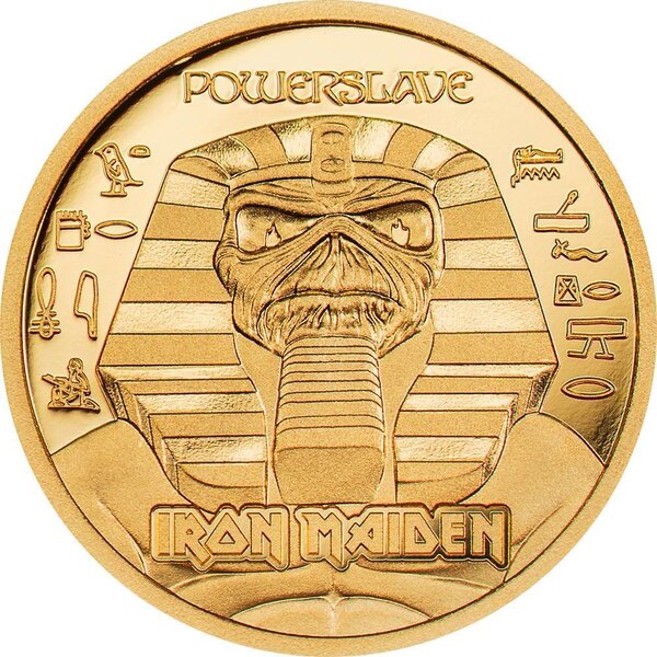 Pièce de monnaie en Or 5 Dollars g 0.5 Millésime 2024 Iron Maiden POWERSLAVE