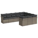vidaXL Salon de jardin avec coussins 10 Pièces gris résine tressée
