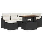 vidaXL Ensemble de canapé de jardin 7 pièces avec coussins en rattan poly noir