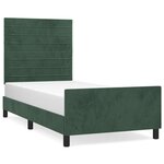 vidaXL Cadre de lit avec tête de lit Vert foncé 100x200 cm Velours