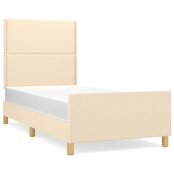 vidaXL Cadre de lit avec tête de lit Crème 80x200 cm Tissu