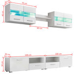 vidaXL Ensemble Meuble mural TV 5 Pièces lumières LED Haute Brillance