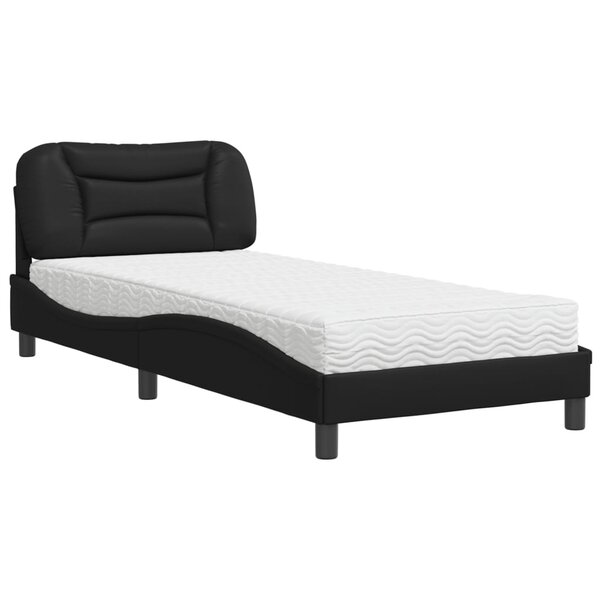 vidaXL Lit avec matelas noir 90x190 cm similicuir