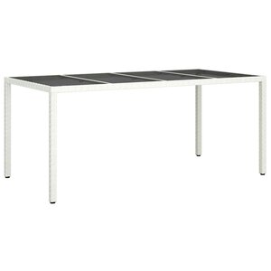 vidaXL Table de jardin pour repas Blanc 190 x 90 x 75 cm Poly rotin