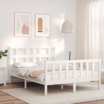 vidaXL Cadre de lit avec tête de lit blanc 140x200 cm bois massif