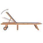 vidaXL Chaises longues pliables et roulettes lot de 2 Teck textilène