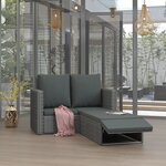 vidaXL Salon de jardin 2 Pièces avec coussins Résine tressée Gris