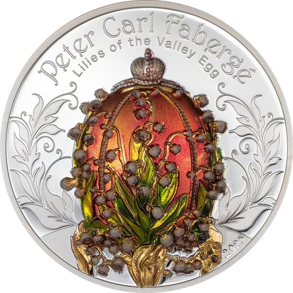 Pièce de monnaie en Argent 1000 Togrog g 62.2 (2 oz) Millésime 2025 LILIES OF THE VALLEY EGG