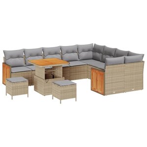 vidaXL Ensemble de canapé de jardin 13 Pièces Beige et Gris clair