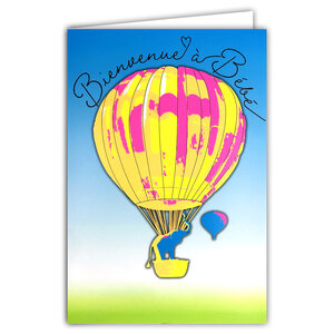 Carte FLUO Félicitations Bienvenue à Bébé Garçon Fille Avec Enveloppe 12x17,5cm