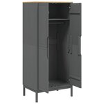 vidaXL Garde-robe FLORO gris 77x53x171 cm bois massif de pin