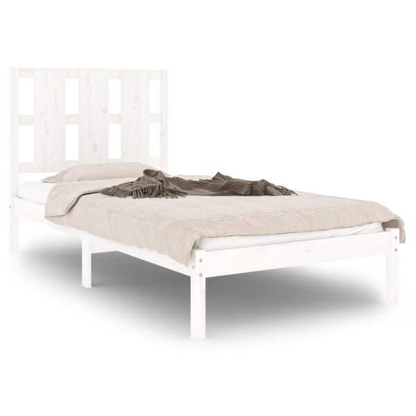 vidaXL Cadre de lit Blanc Bois massif 90x190 cm Simple