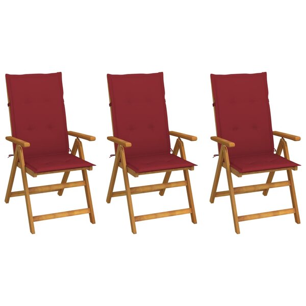 vidaXL Chaises pliables de jardin lot de 3 avec coussins Bois d'acacia