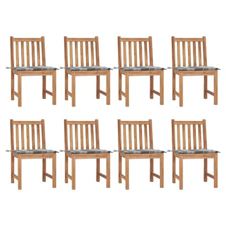 vidaXL Chaises de jardin 8 Pièces avec coussins Bois de teck massif