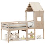 vidaXL Lit haut avec toit 90x200 cm bois de pin massif